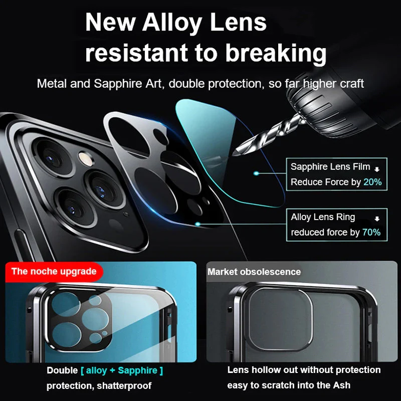 Dual Magnetic Metal Body Magsafe Glass Case - iPhone