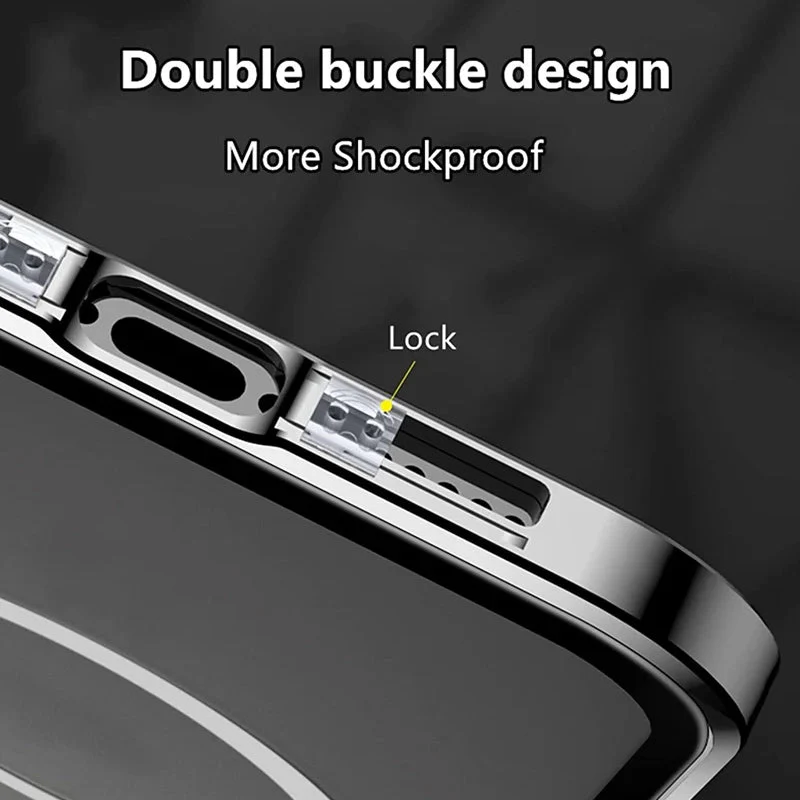 Dual Magnetic Metal Body Magsafe Glass Case - iPhone