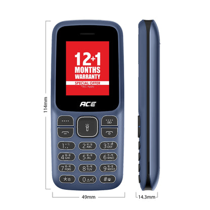 Itel Ace2 Comes with 1.8" Display Size, 1000 mAh Battery, Bluetooth with Kingtalker & Contact icon Support | Deep Blue