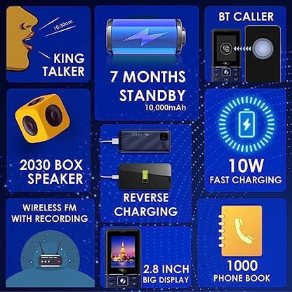 itel Power 900 Power Bank Mobile Phone,10000 mAh with 7 Months Battery Back up, 10W Charging Support and 2.8 inch Display | Black Used