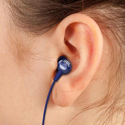 JBL C200SI, Premium in Ear Wired Earphones with Mic, Signature Sound, One Button Multi-Function Remote, Premium Metallic Finish, Angled Earbuds for Comfort fit (Blue)