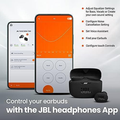 JBL Tune 130NC in Ear Wireless TWS Earbuds with Mic, ANC Earbuds(Upto 40Db), Customizable Bass with Headphones App, 40Hrs Playtime, Legendary Sound, 4 Mics for Clear Calls, Bluetooth 5.2 (Black)