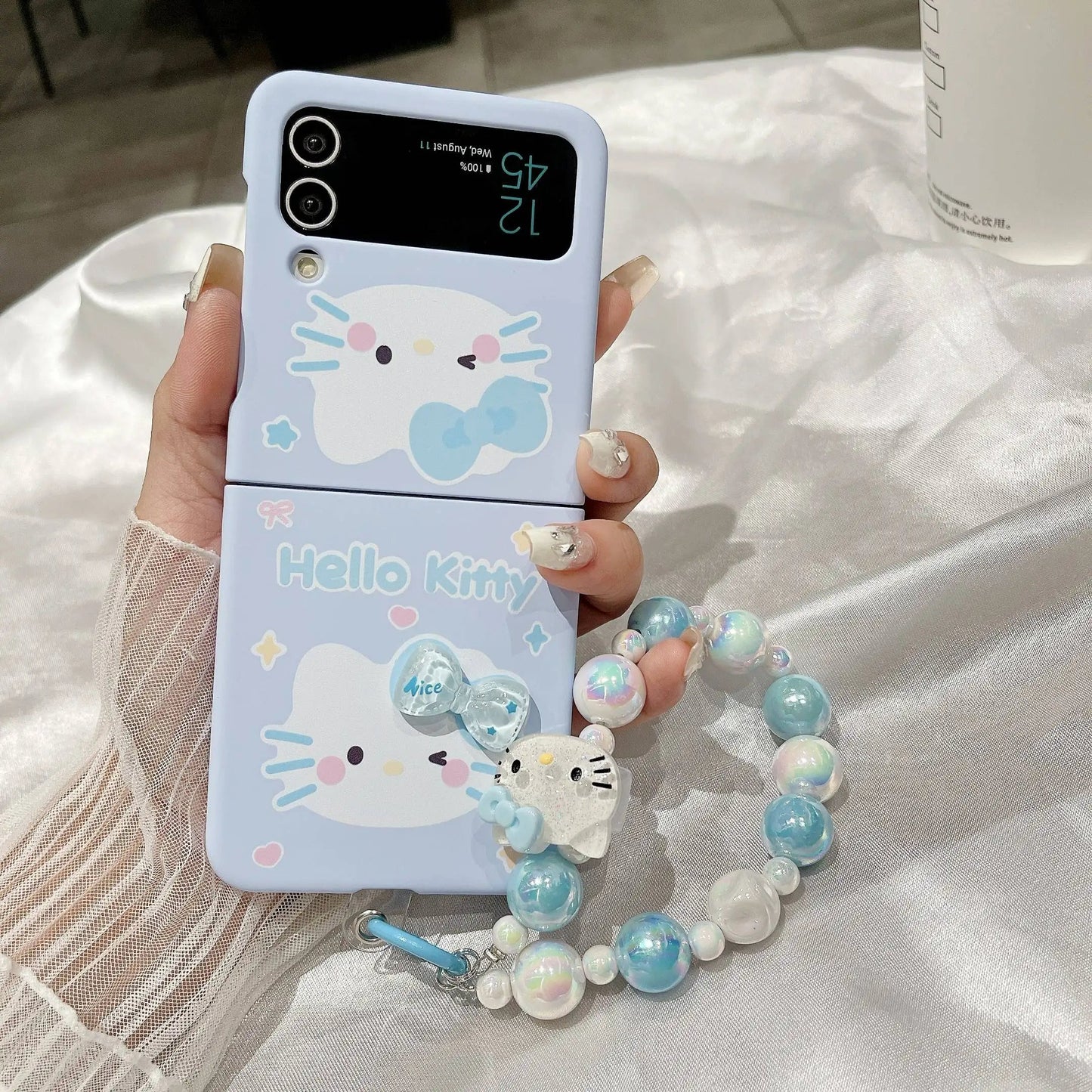 3D Cute Anime Hello Kitty With bracelet Phone Case
