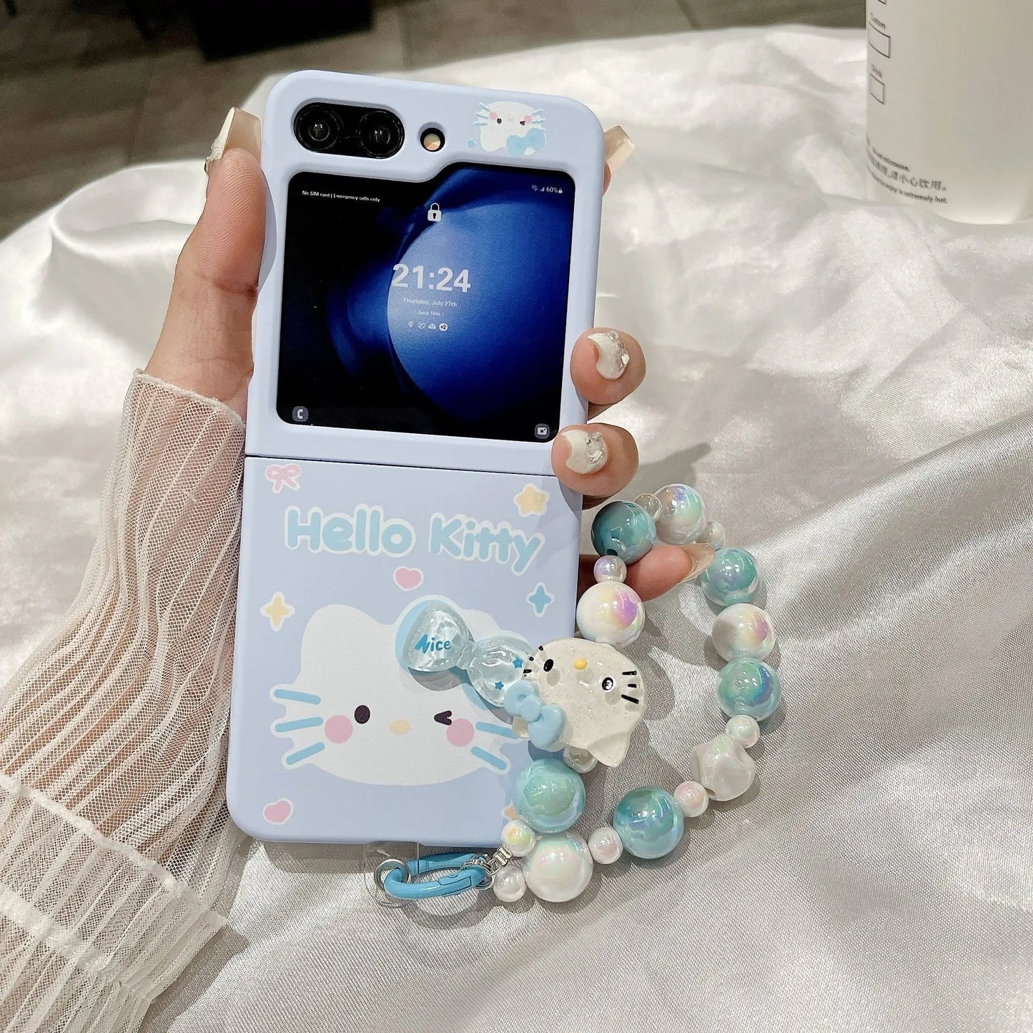 3D Cute Anime Hello Kitty With bracelet Phone Case