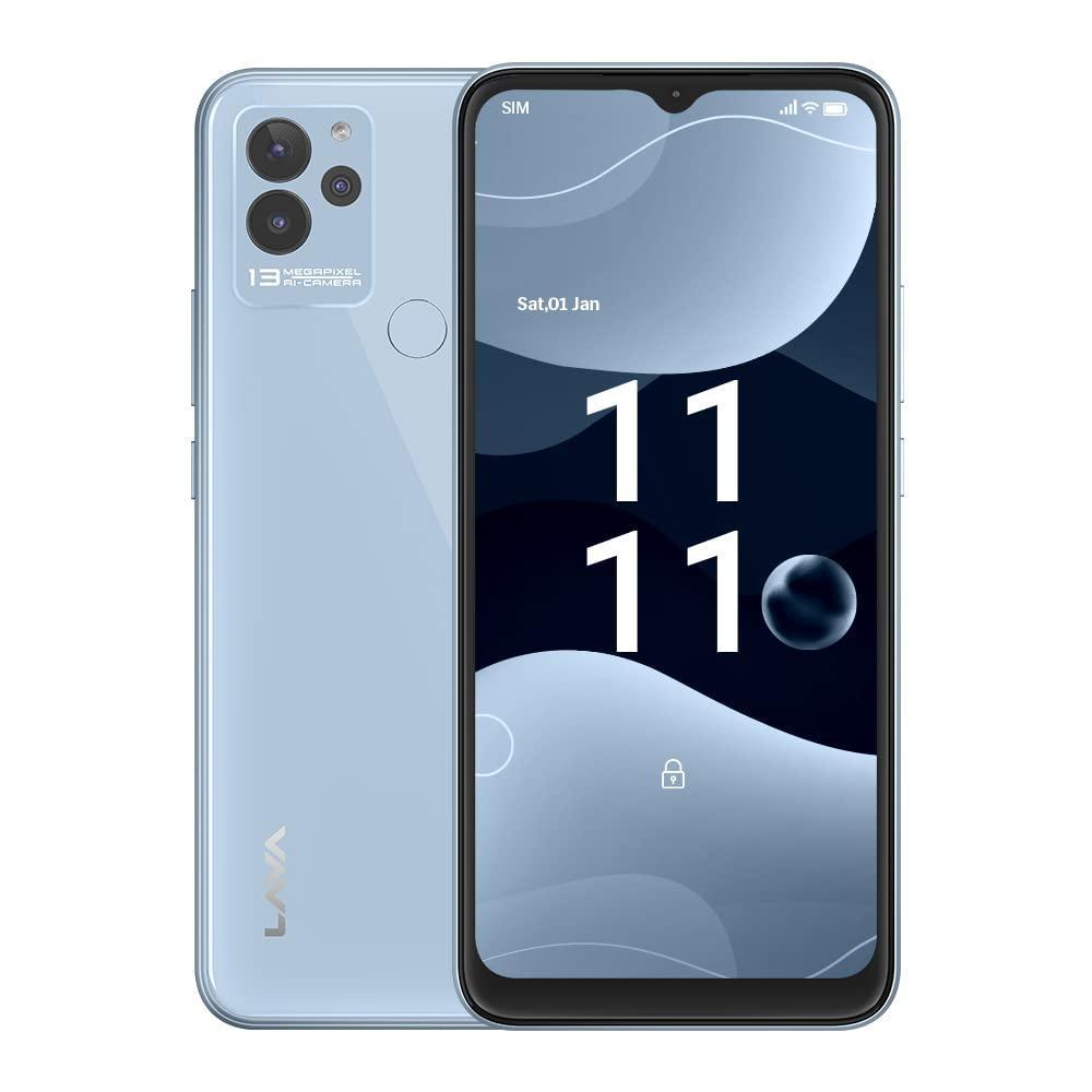 Lava Blaze NXT(Glass Blue, 4GB RAM, 64GB Storage)| 2.3 Ghz Octa Core Helio G37| 13 MP AI Triple Camera |Fingerprint Sensor| 5000 mAh Battery| Upto 7GB Expandable RAM