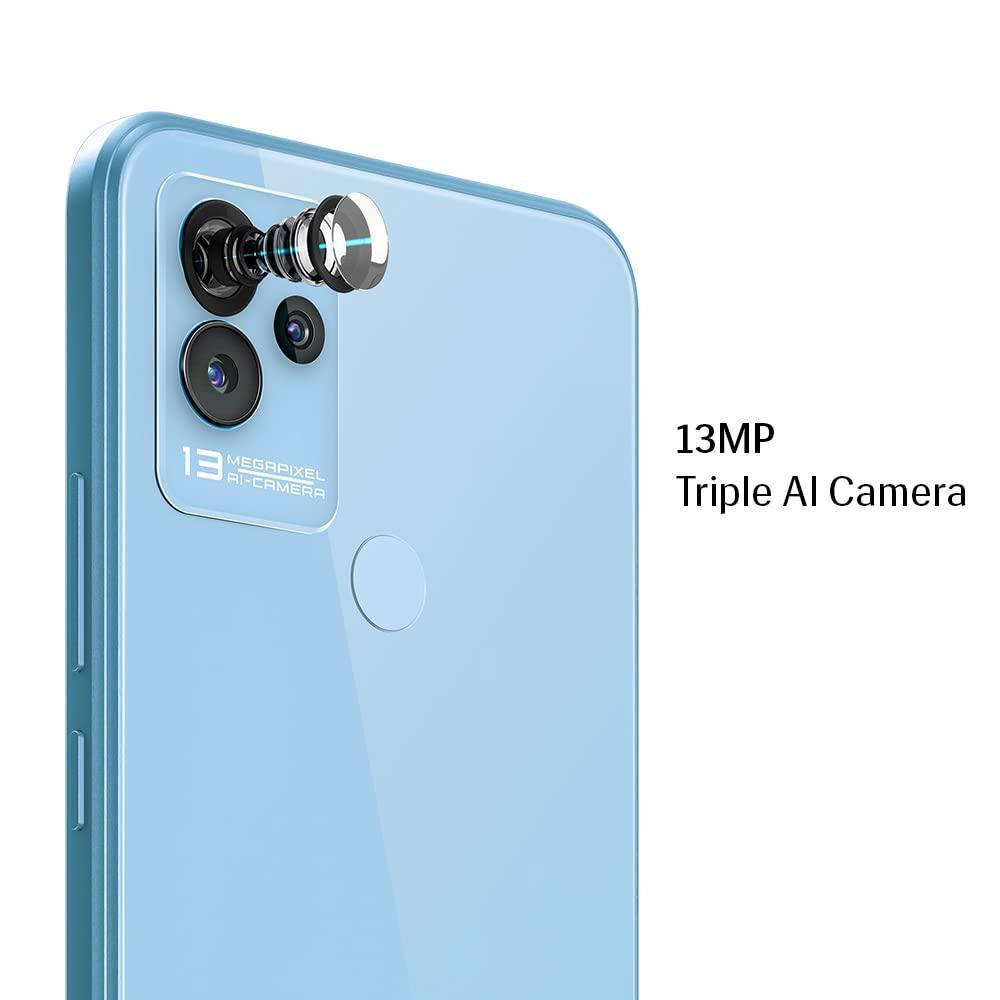 Lava Blaze NXT(Glass Blue, 4GB RAM, 64GB Storage)| 2.3 Ghz Octa Core Helio G37| 13 MP AI Triple Camera |Fingerprint Sensor| 5000 mAh Battery| Upto 7GB Expandable RAM