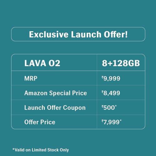 Lava O2 (Royal Gold, 8GB RAM, UFS 2.2 128GB Storage) |AG Glass Back|T616 Octacore Processor|18W Fast Charging|6.5 inch 90Hz Punch Hole Display|50MP AI Dual Camera|Upto 16GB Expandable RAM