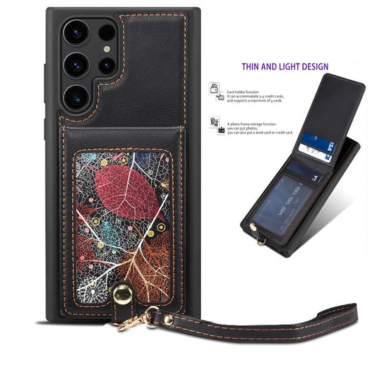 Premium Leather Detachable Strap Wallet Case - Samsung