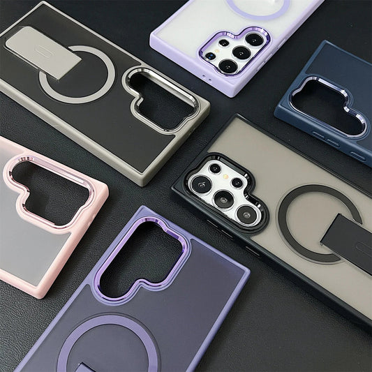Frosted Elegance Kickstand Magnetic Case - Samsung