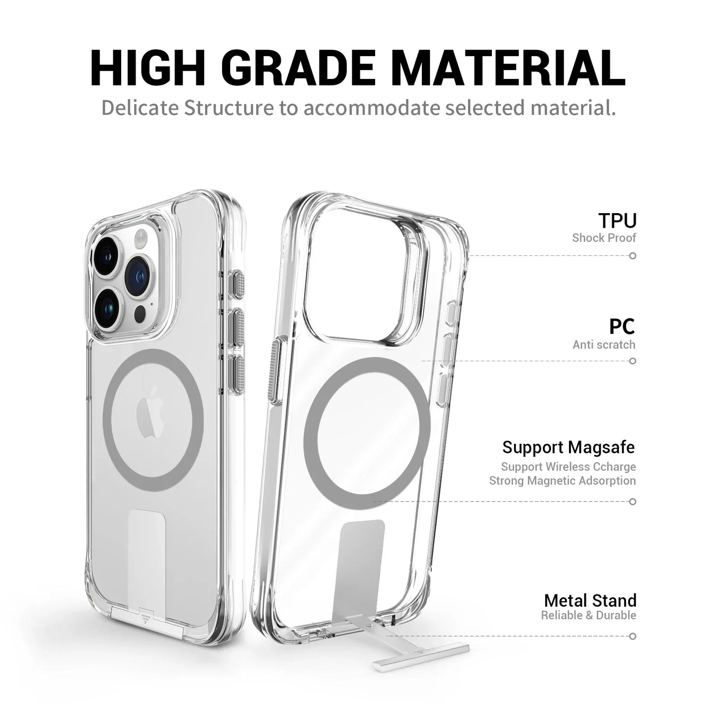 Minimalist Clear MagSafe KickStand Case - iPhone