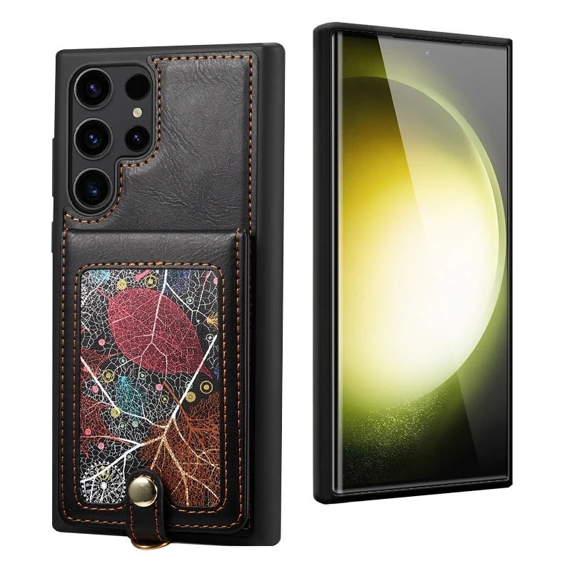 Premium Leather Detachable Strap Wallet Case - Samsung