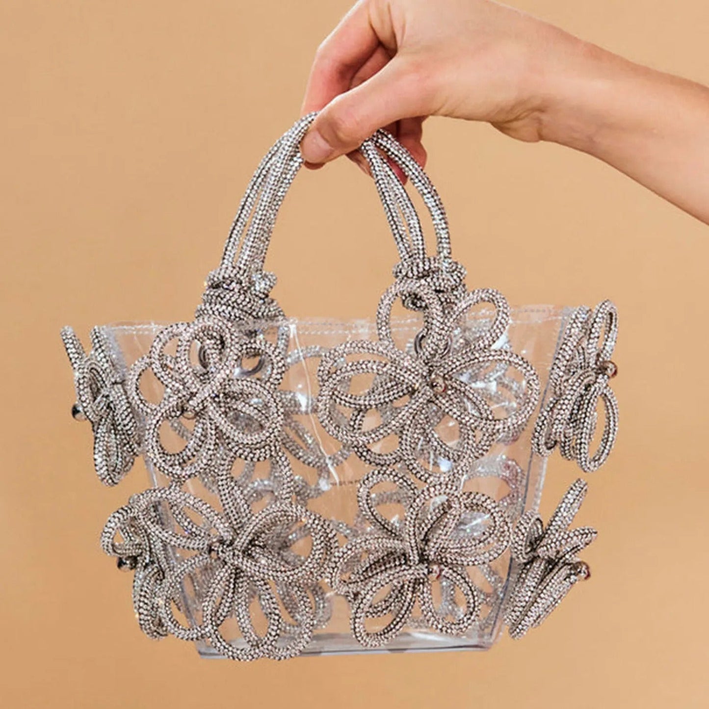 Bloom Rhinestone Pellucid Handbag