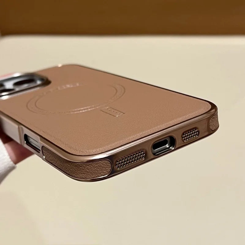 Edge Glow Sleek Electroplated Leather Case - iPhone
