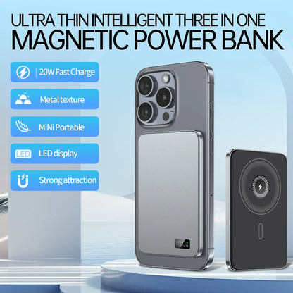 Stylish 5000mAh 20W 3-in-1 Magnetic Power Bank