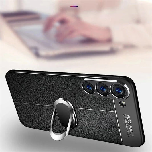 Sleek Urban Leather Ring Holder Case - Samsung