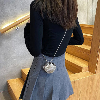 Glamour Mini Shell Pearl Chain Crossbody Bag