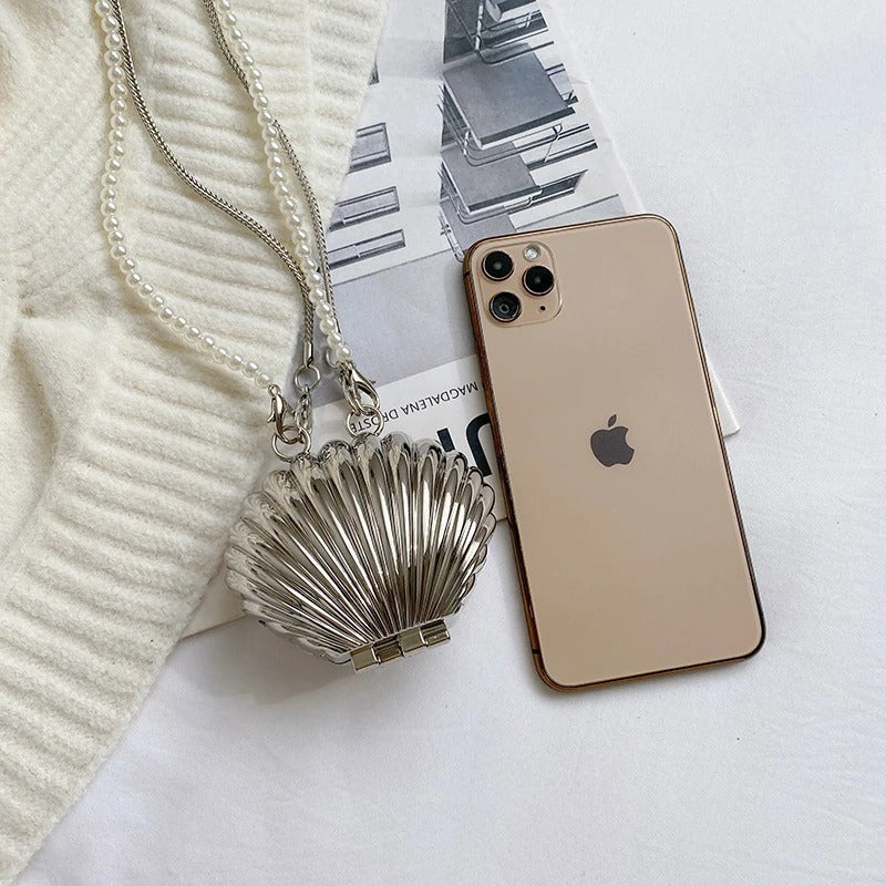 Glamour Mini Shell Pearl Chain Crossbody Bag