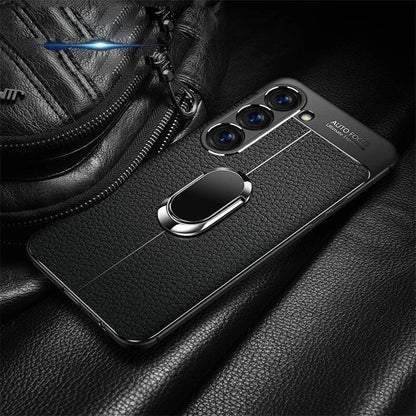 Sleek Urban Leather Ring Holder Case - Samsung