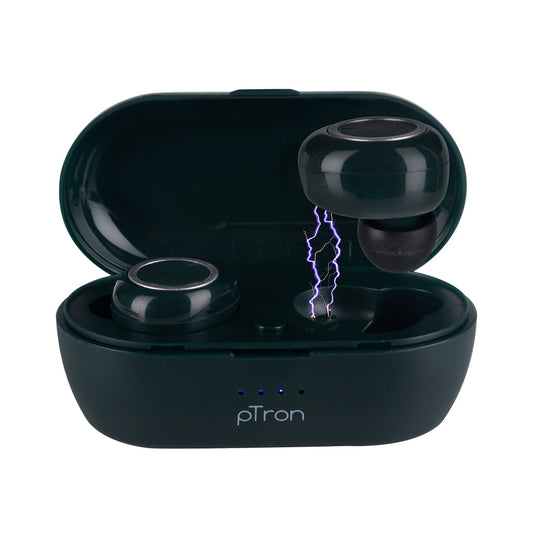 pTron Bassbuds True Wireless Bluetooth Headphones (TWS) with Mic - (Green)