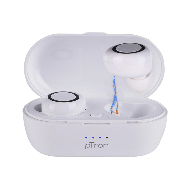 pTron Bassbuds True Wireless Bluetooth Headphones (TWS) with Mic - (White)
