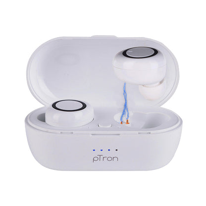 pTron Bassbuds True Wireless Bluetooth Headphones (TWS) with Mic - (White)