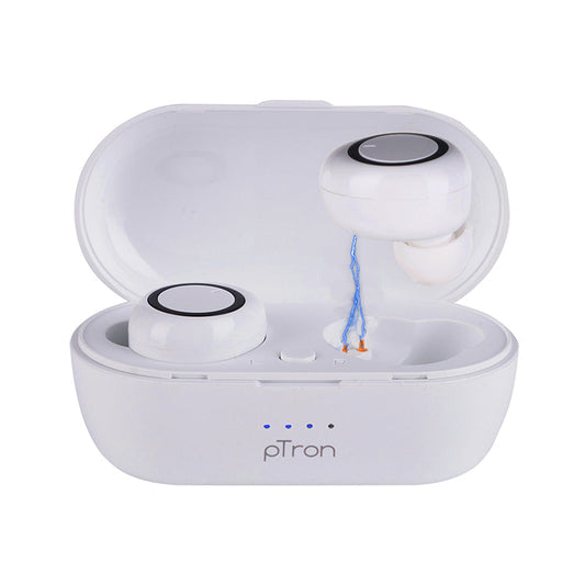 pTron Bassbuds True Wireless Bluetooth Headphones (TWS) with Mic - (White)