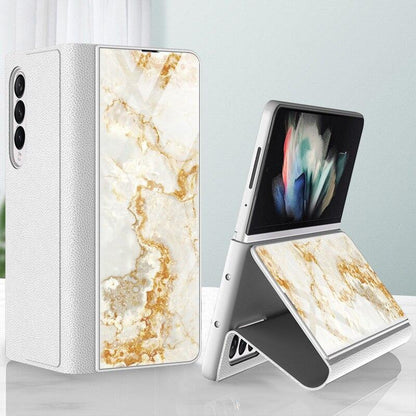 Galaxy Z Flip Series Marble Texture Glass Case