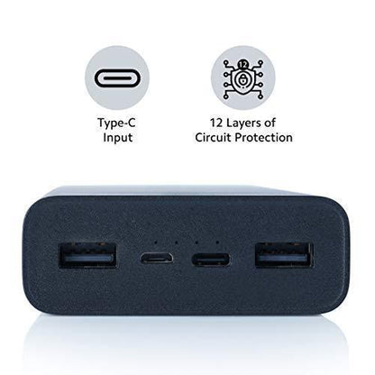 MI Power Bank 3i 20000mAh Lithium Polymer 18W Fast Power Delivery Charging | Input- Type C | Micro USB| Triple Output | Black.