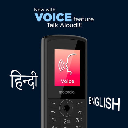 Motorola All-New A10 Dual Sim keypad Phone with Voice Feature | Long-Lasting Battery Backup | Wireless FM with Recording | Bluetooth Connectivity | Auto Call Recording | Black