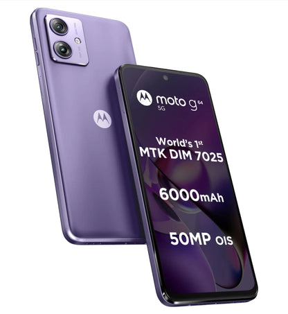 Motorola G64 5G (Ice Lilac, 12GB RAM, 256GB Storage) | Expandable Upto 2TB | Upto 24GB RAM with RAM Boost | 50MP (OIS) + 8MP | 16MP Front Camera | MediaTek Dimensity 7025 Processor | 6000 mAh Battery