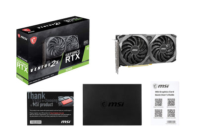 MSI Gaming GeForce RTX 3060 gddr6 pci_e_x16 12GB 15 Gbps GDRR6 192-Bit HDMI/DP PCIe 4 Torx Twin Fan Ampere OC Graphics Card (RTX 3060 Ventus 2X 12G OC), Black Preowned