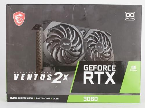 MSI Gaming GeForce RTX 3060 gddr6 pci_e_x16 12GB 15 Gbps GDRR6 192-Bit HDMI/DP PCIe 4 Torx Twin Fan Ampere OC Graphics Card (RTX 3060 Ventus 2X 12G OC), Black Preowned