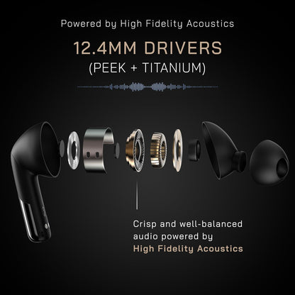 Noise Newly Launched Buds Xero Truly Wireless in-Ear Earbuds with Adaptive Hybrid ANC (Upto 50dB), in-Ear Detection, Sound+ Algorithm, 12.4MM Driver, 50H Playtime, BT v5.3(Chrome Black)