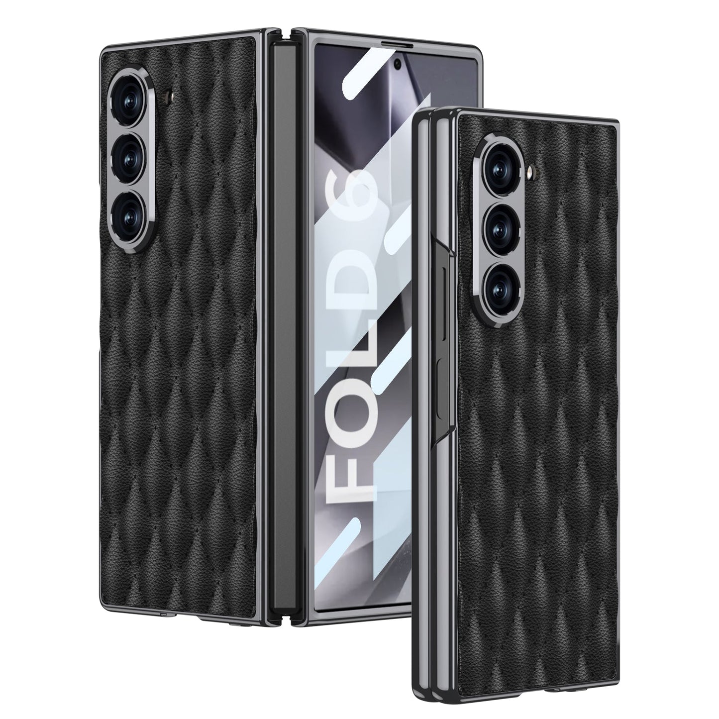 Galaxy Z Fold6 Luxury Diamond Plating Leather Case