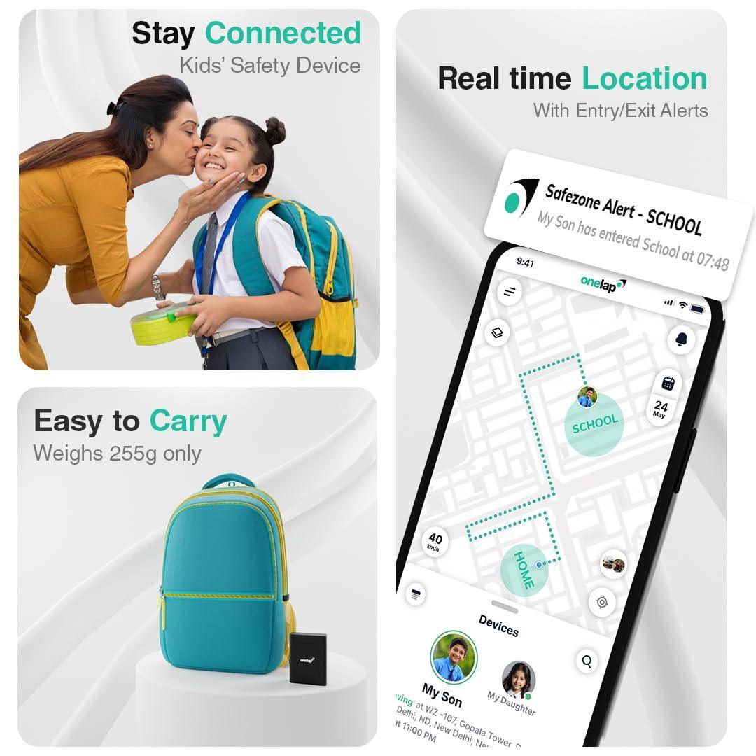 Onelap GO - Wireless GPS Tracker for Car, Kids School Bag, Family Vehicles, Scooty or Anything with (1 Year Pre-Recharged SIM Included + Android + iOS app)