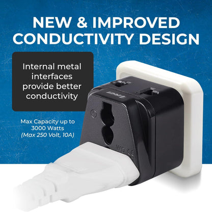 OREI US to India Converter Plug, Universal Adapter Plug India, USA, UK to India Adapter Plug - Type D Adapter - 2 in 1 Canada to India Converter Plug - CE - RoHS - Black - 1 Pack.