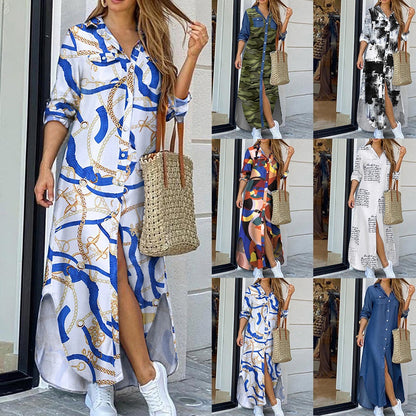 Women Elegant Casual Long Sleeve Maxi Dress ..