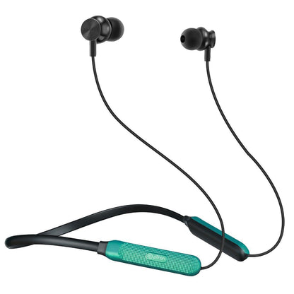 pTron Tangent Duo Bluetooth 5.2 Wireless in Ear Headphones, 13mm Driver, Deep Bass, HD Calls, Fast Charging Type-C Neckband, Dual Pairing, Voice Assistant & IPX4 Water Resistant (Black/Green)