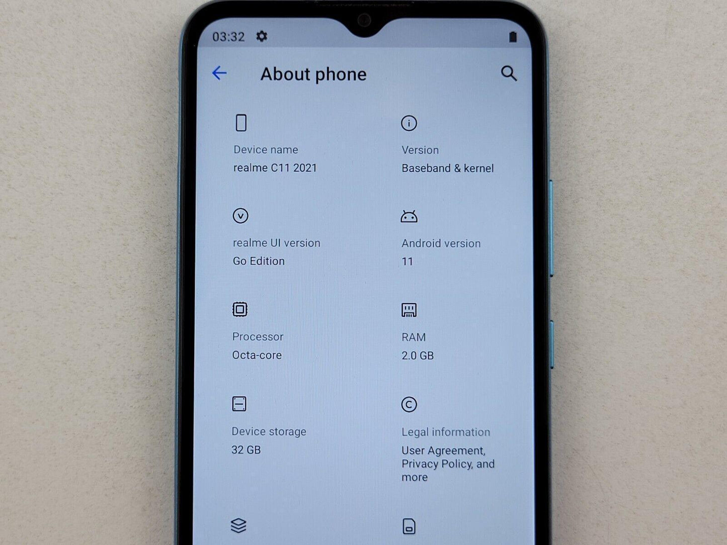 realme C11 2021 (RMX3231) 32GB - Blue (GSM Unlocked) Dual SIM Refurbished