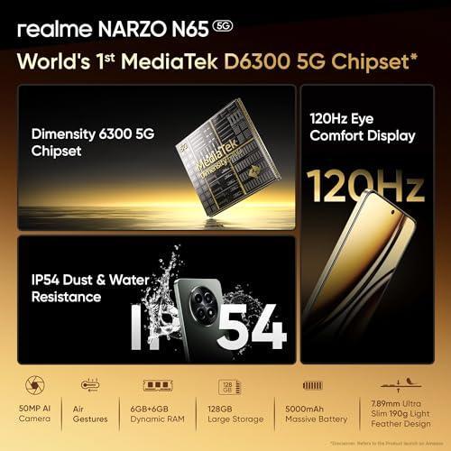 realme NARZO N65 5G (Amber Gold 6GB RAM, 128GB Storage) Preowned