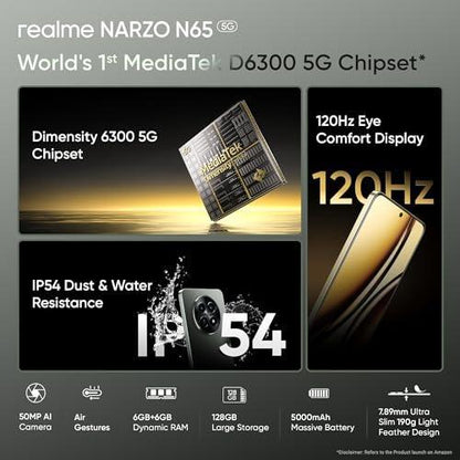 realme NARZO N65 5G (Deep Green 6GB RAM, 128GB Storage) Refurbished