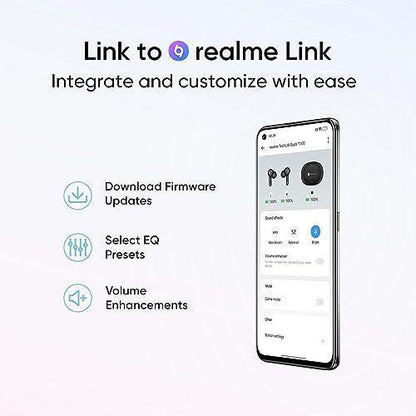 realme TechLife Buds T100 Bluetooth Truly Wireless in Ear Earbuds with mic, AI ENC for Calls, Google Fast Pair, 28 Hours Total Playback with Fast Charging and Low Latency Gaming Mode (Black)