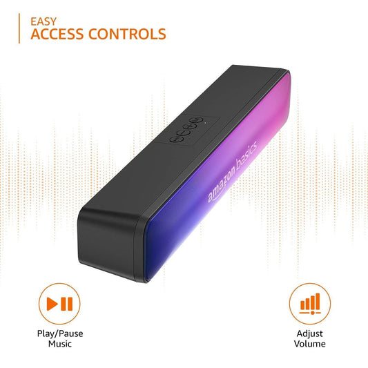 (Refurbished) amazon basics Wireless Soundbar with Bluetooth, USB, Fm Antenna, and Party RGB Lights for Tv, Mobile, Pc, Tablets, and Laptops, 16W