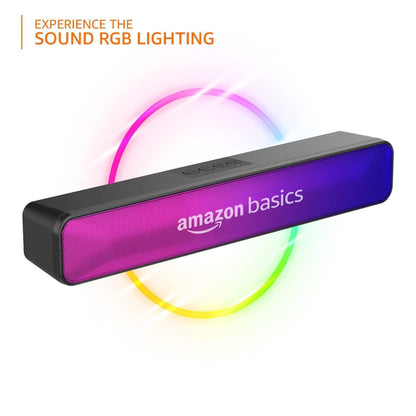 (Refurbished) amazon basics Wireless Soundbar with Bluetooth, USB, Fm Antenna, and Party RGB Lights for Tv, Mobile, Pc, Tablets, and Laptops, 16W