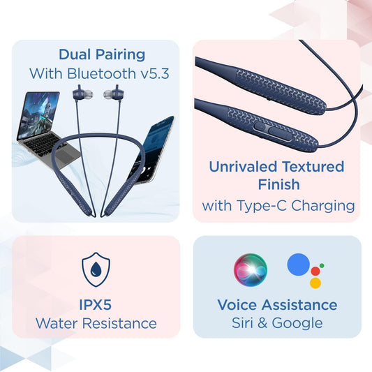 (Refurbished) boAt Rockerz 255 Max Bluetooth in Ear Earphones with 60H Playtime, EQ Modes, Power Magnetic Earbuds, Beast Mode, Enx Tech, ASAP Charge(10 Mins=10 Hrs), Dual Pair(Space Blue)