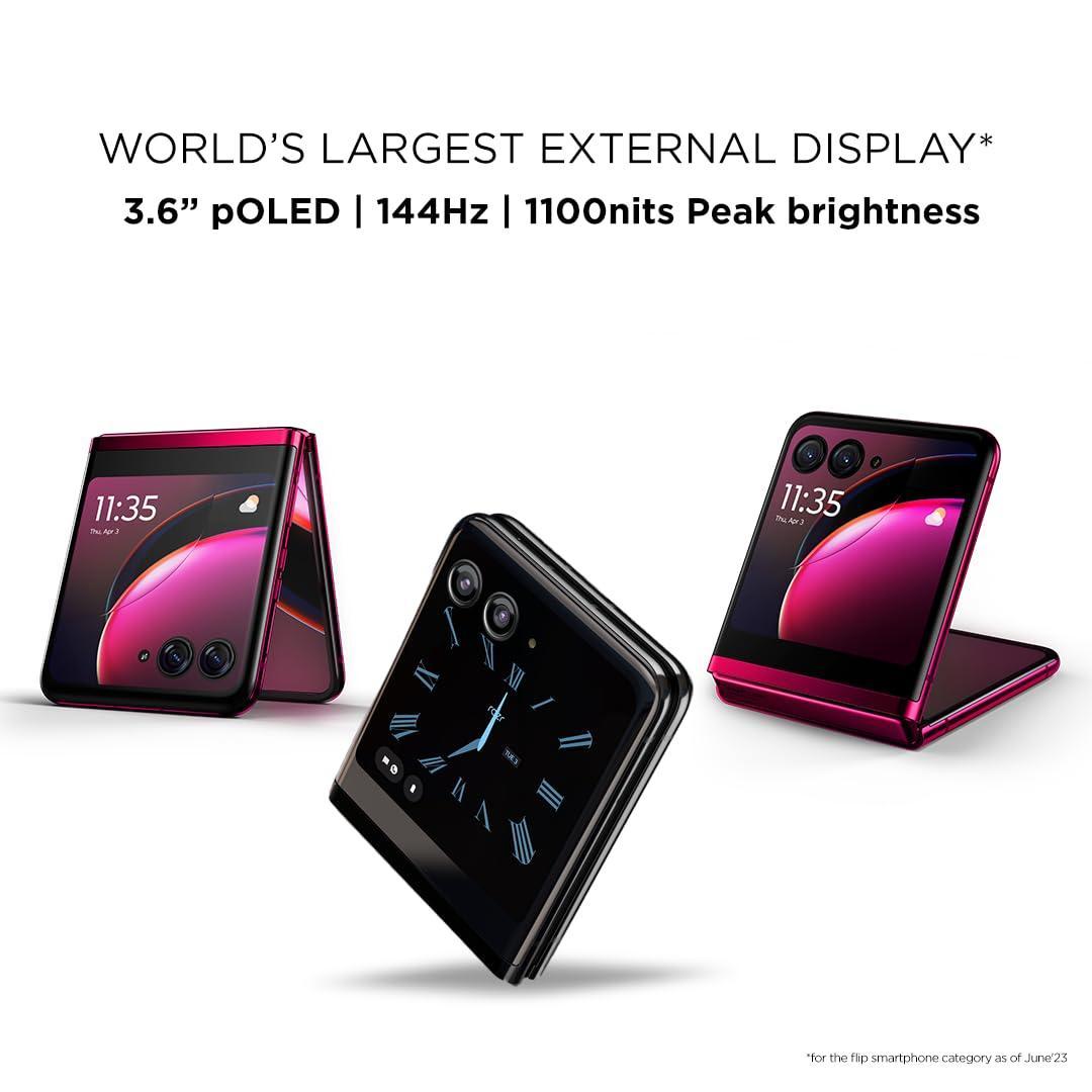 (Refurbished) Motorola razr 40 Ultra (Viva Magenta, 8GB RAM, 256GB Storage) | 3.6" External AMOLED Display | 6.9" AMOLED 165Hz Display | 32MP Selfie Camera |30W TurboPower Charging | Android 13