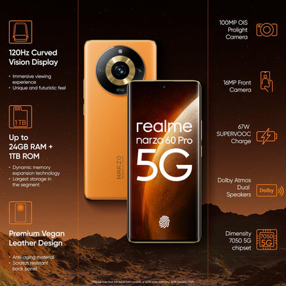 (Refurbished) realme narzo 60 Pro (Mars Orange,8GB+128GB) MediaTek Dimensity 7050 | 120 Hz Super Amoled Curved Display | 100 MP OIS Camera