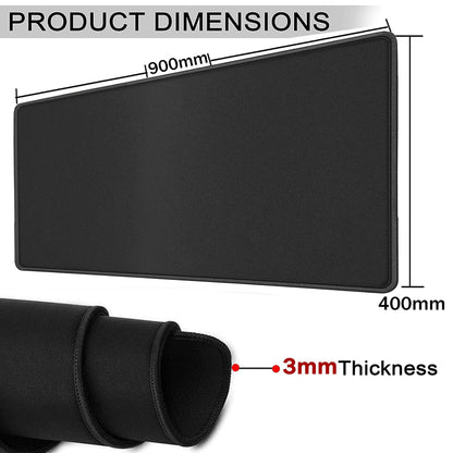 RIATECH 3mm Thickness Extra Large Size (900x400mm) Speed Type Extended Gaming Mouse Pad with Stitched Embroidery Edge, Non-Slip Rubber Base Desk Mat for Laptop/Computer Office (Black)