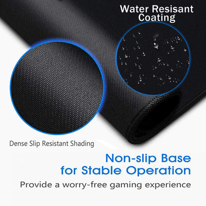 RIATECH 3mm Thickness Extra Large Size (900x400mm) Speed Type Extended Gaming Mouse Pad with Stitched Embroidery Edge, Non-Slip Rubber Base Desk Mat for Laptop/Computer Office (Black)