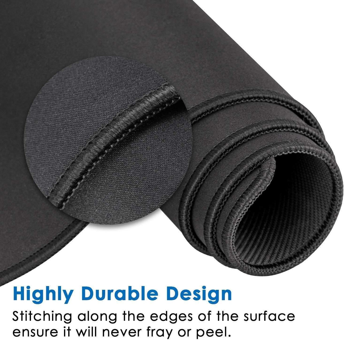 RIATECH 3mm Thickness Extra Large Size (900x400mm) Speed Type Extended Gaming Mouse Pad with Stitched Embroidery Edge, Non-Slip Rubber Base Desk Mat for Laptop/Computer Office (Black)
